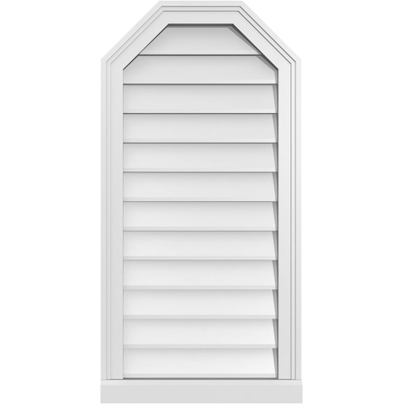 Ekena Millwork Octagonal Top Surface Mount PVC Gable Vent w/ 2"W x 2"P Brickmould Sill Frame, 18"W x 36"H GVPOT18X3603SN